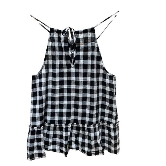 Anthropologie Cloth & Stone Black & White Gingham Halter Top‎ Tie Back Beachy XS - Picture 4 of 5